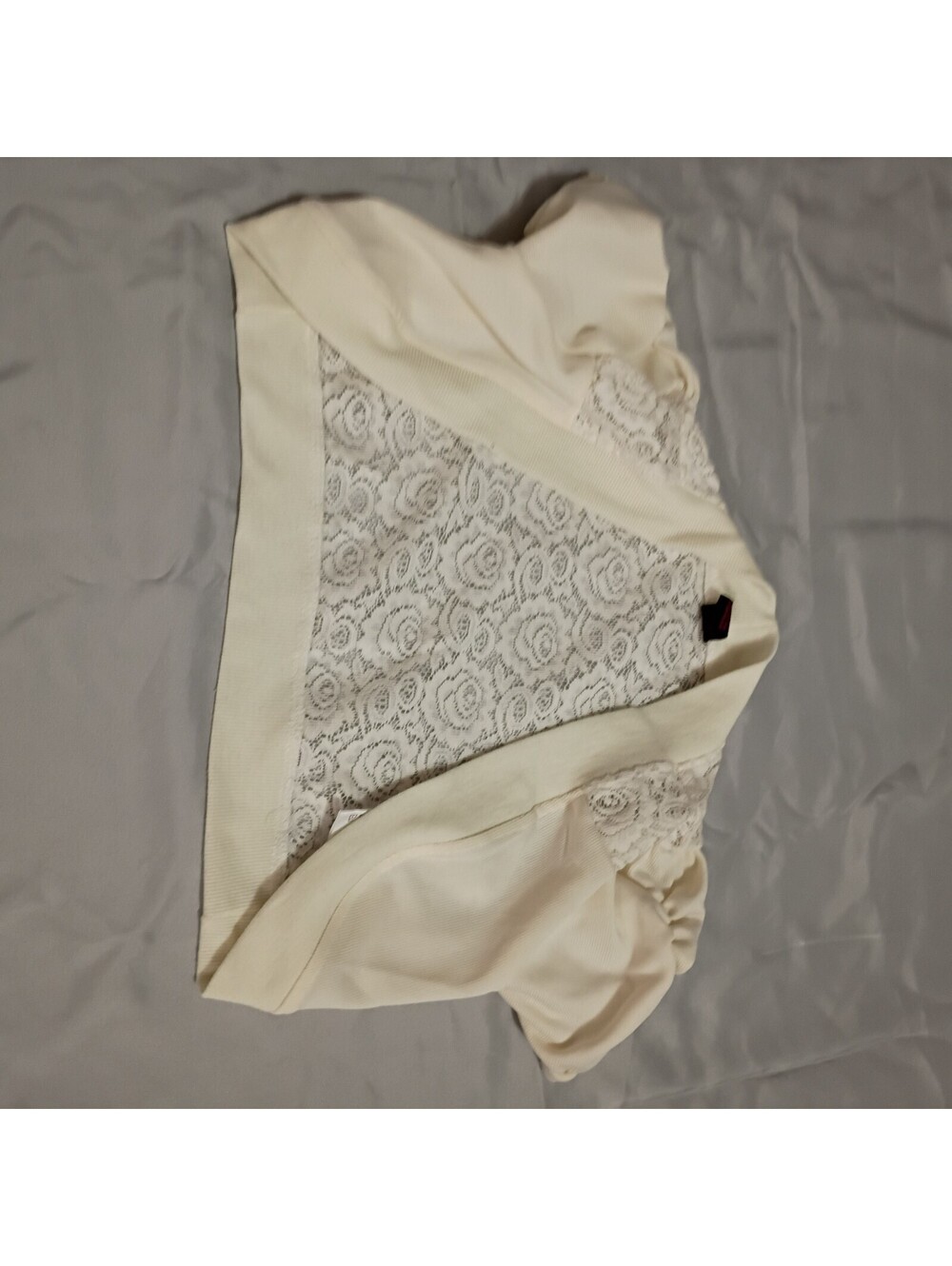 Style & Co.Cream Lace and Knit Short Sleeve Cardigan